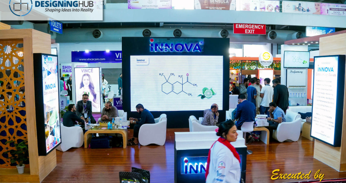 Modular exhibition stand installation for a corporate event in Karachi