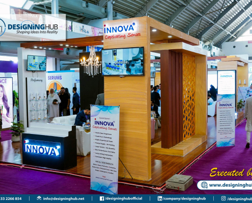 Custom-built exhibition display stand for a business expo