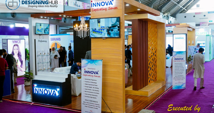Custom-built exhibition display stand for a business expo