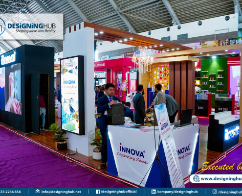 Creative exhibition booth design with premium fabrication finishes