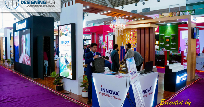 Creative exhibition booth design with premium fabrication finishes
