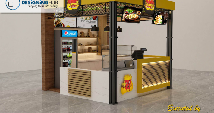 Custom exhibition stand fabrication services by Designing Hub for corporate events