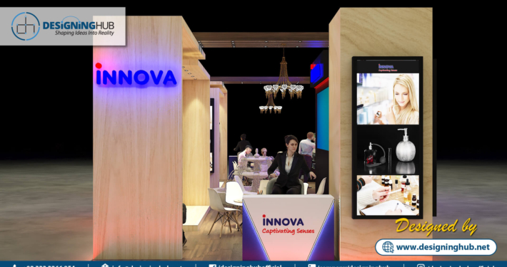 Creative exhibition stand design in Islamabad with LED lighting