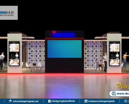 Eco-friendly stall design with wooden finishes in Karachi