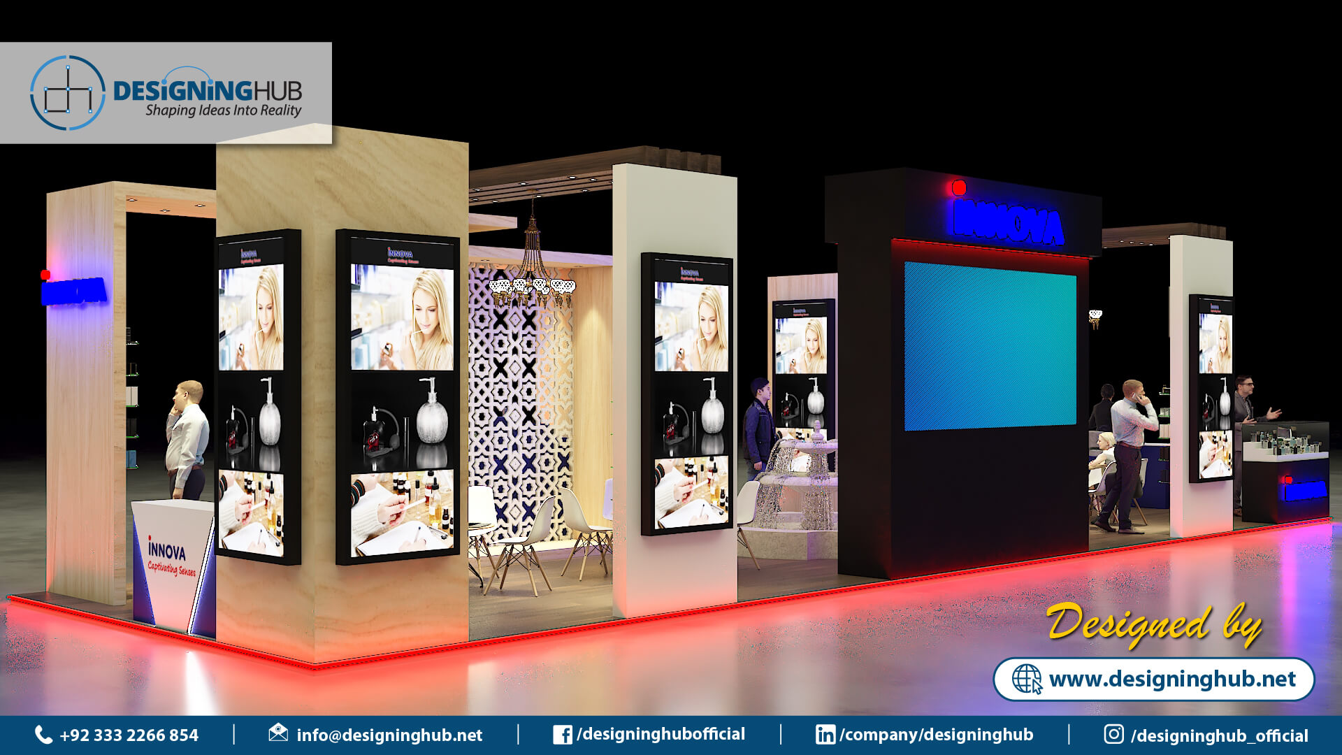 Interactive exhibition booth with digital screens in Lahore
