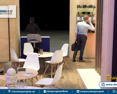 Minimalist stall design for tech startup in Lahore