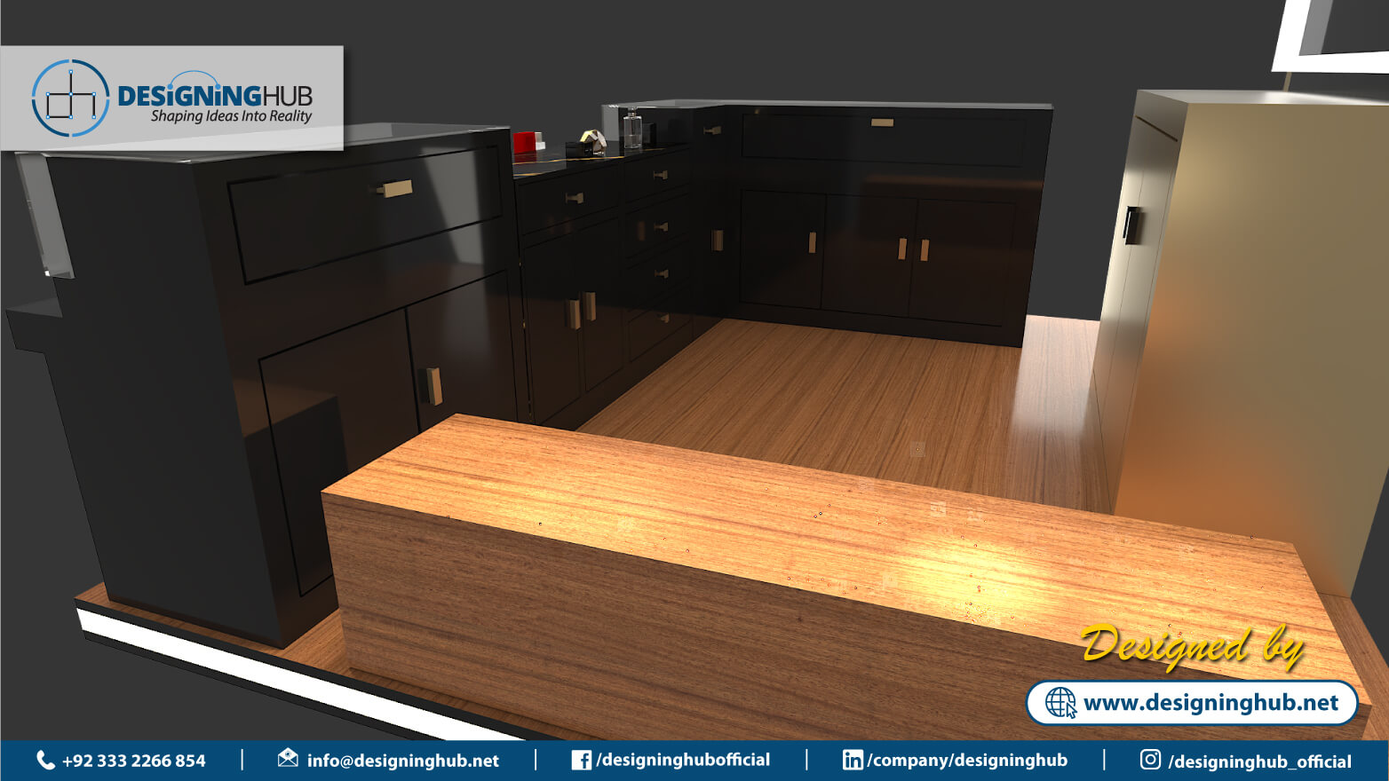 3D lighting simulation for energy-efficient LED strips in retail kiosk - Designing Hub fabrication