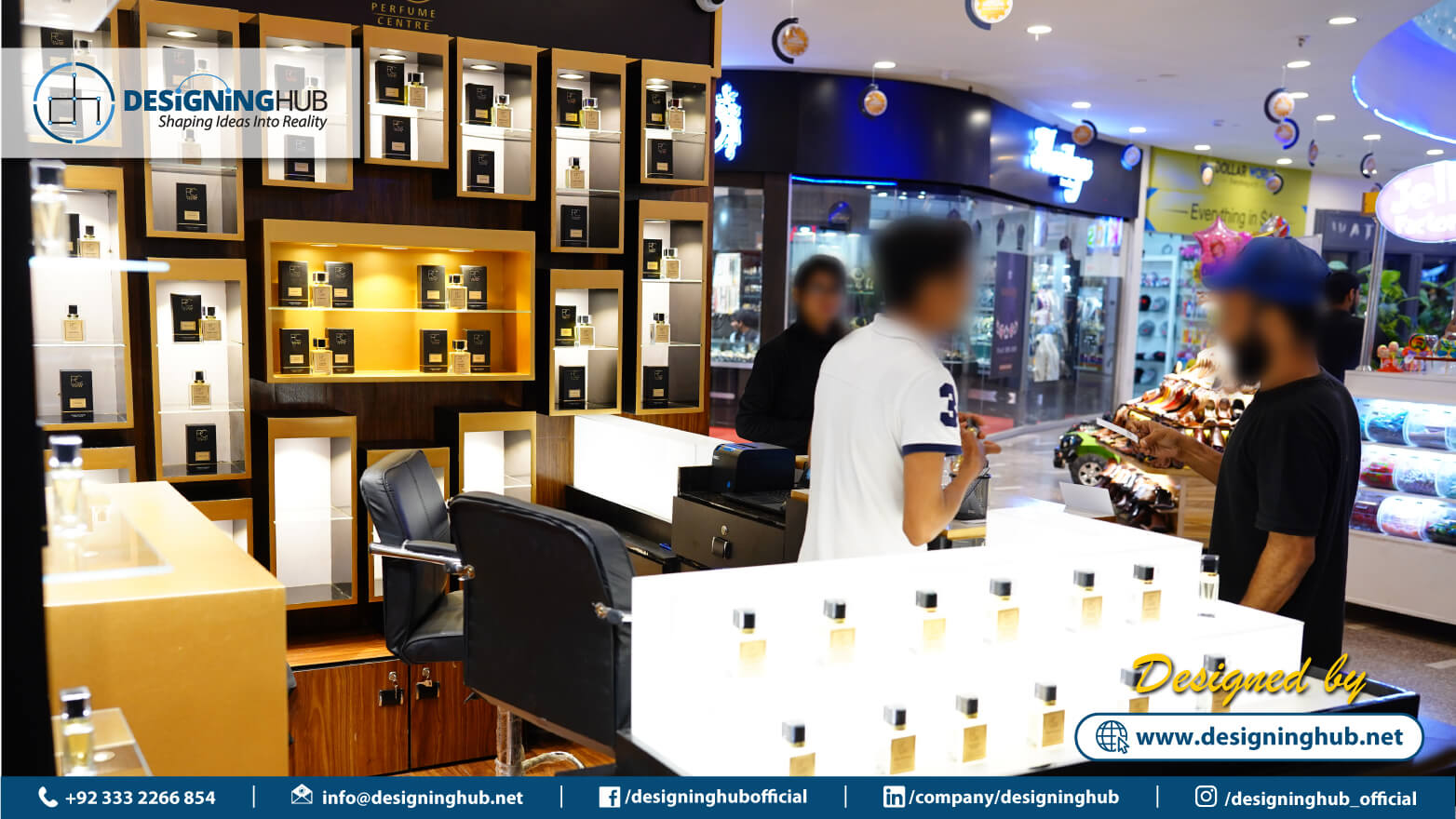 Ergonomic staff area in 10x12 ft kiosk - practical retail stall design Pakistan
